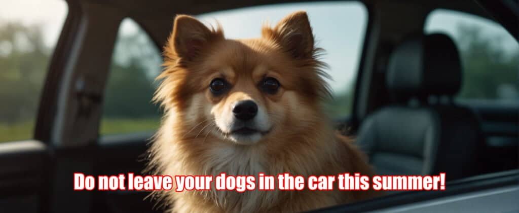 worried dog in a hot car